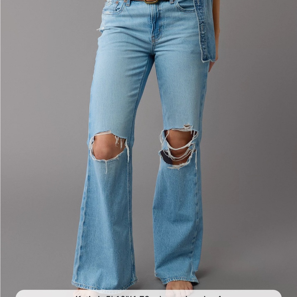 AE strigid Ripped Low- Rise Baggy Flare Jeans